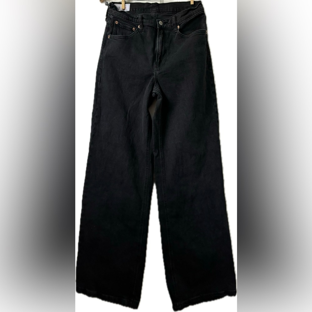 GAP High Rise Stride Wide-Leg Jeans Washed Black